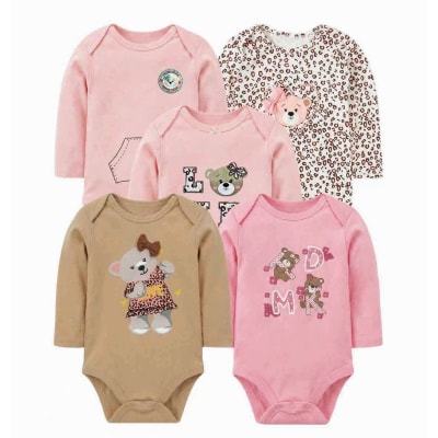 Set de 5 bodys manga larga Beige Osita