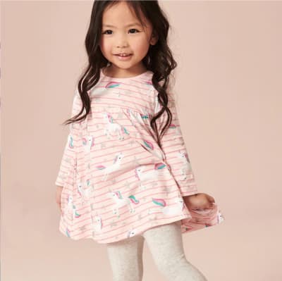 Vestido Manga Larga Rosa Unicornios