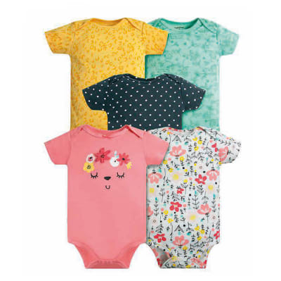 Set 5 Bodys Manga corta osita flores1
