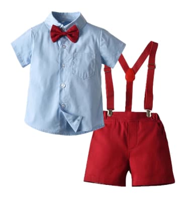 Conjunto de vestir Bermudas Suspensores Rojo