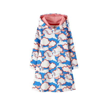 Vestido Con Capucha Celeste Unicornio