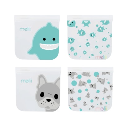 Pack 4 Bolsas Utilizables Tiburón Snacks Melii