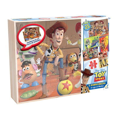 Puzzle de Madera 80 Piezas Toy Story 5 en 1 con Caja