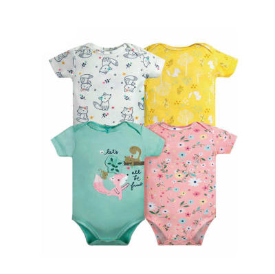 Set 4 bodys manga corta Rosa Flores