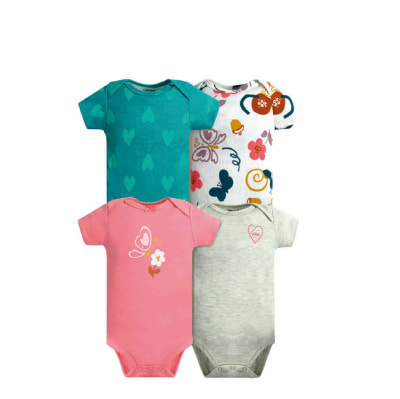 Set 4 bodys manga corta turquesa corazones