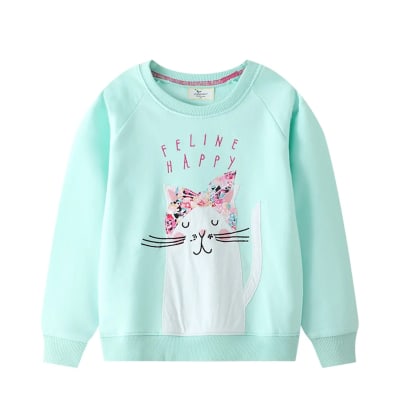 Polerón de algodón Turquesa gatico1