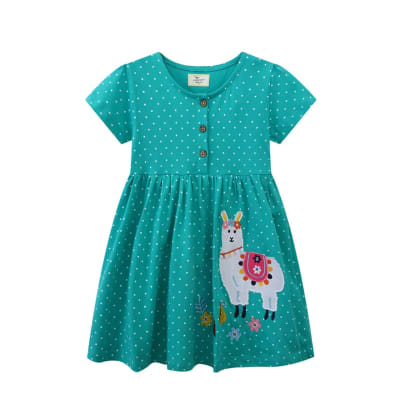 Vestido Manga Corta Turquesa Llama