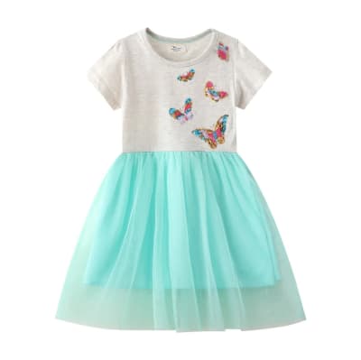 Vestido manga corta Mariposas tul
