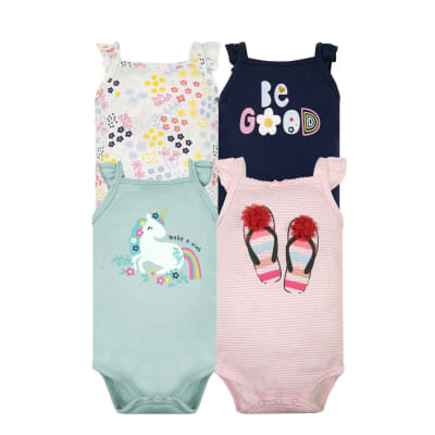 Set 4 Bodys sin manga Turquesa Unicornio