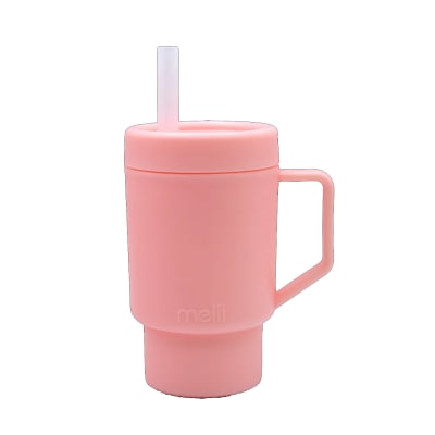 Vaso de plástico con bombilla Rosa Melii1
