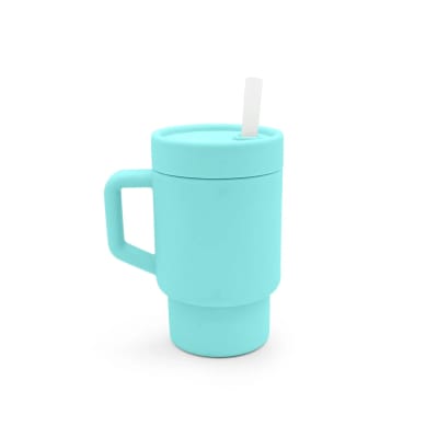 Vaso de silicona con bombilla turquesa Melii1