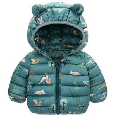 Chaqueta Parka Con Capucha Verde Dinosaurio1