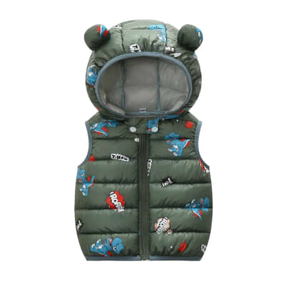 Chaqueta sin mangas verde dinosaurios1