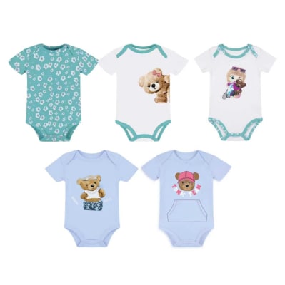 Set 5 bodys manga corta Verde Osita1