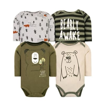 Set de 4 bodys manga larga Verde Osito1