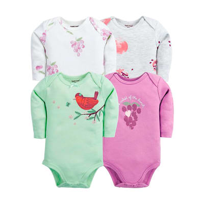 Set de 4 bodys manga larga Verde pajarito1