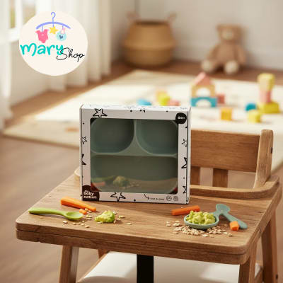 Plato de Silicona con Succión y Divisiones Color Verde Agua The Baby Nation1