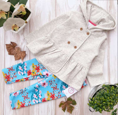 Conjunto de Polar Azul Flores1