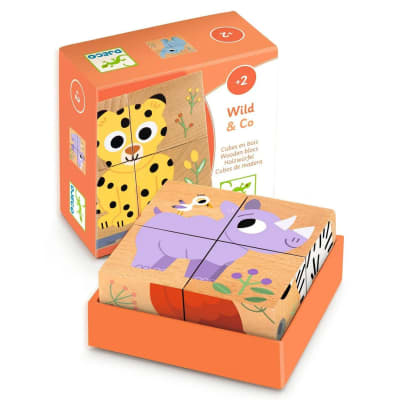 Puzzle 4 bloques de Madera Wild&Co Djeco1