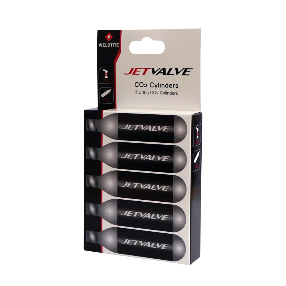 5 Cilindros de CO2 de 16 g Jetvalve Weldtite1