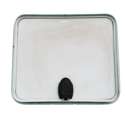 PUERTA DE BODEGA, 25X27 PULGADAS, BLANCA, BORDE BLANCO, CHAPA NEGRA