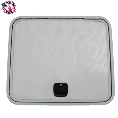 PUERTA DE BODEGA, 25X27 PULGADAS, BLANCA, BORDE BLANCO, CHAPA NEGRA