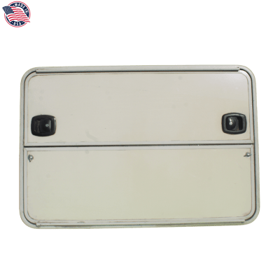 PUERTA DE BODEGA, 48X32 PULGADAS, BEIGE, BORDE BLANCO, CHAPA NEGRA