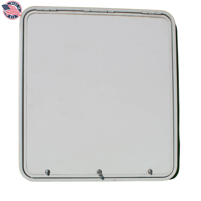 PUERTA DE BODEGA, 40X36 PULGADAS, BLANCA, BORDE BLANCO, CHAPA CROMADA