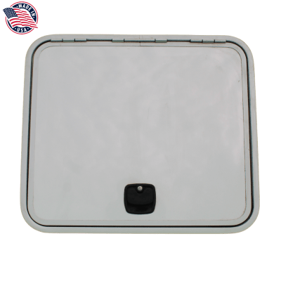 PUERTA DE BODEGA, 25X29 PULGADAS, BLANCA, BORDE BLANCO,  CHAPA NEGRA