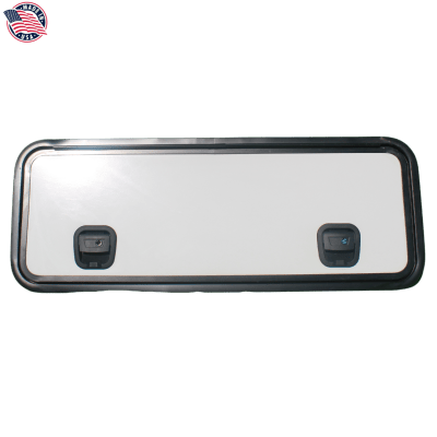 PUERTA DE BODEGA, 44X16 PULGADAS, BLANCA, BORDE NEGRO, CHAPA NEGRA SIN CILINDRO