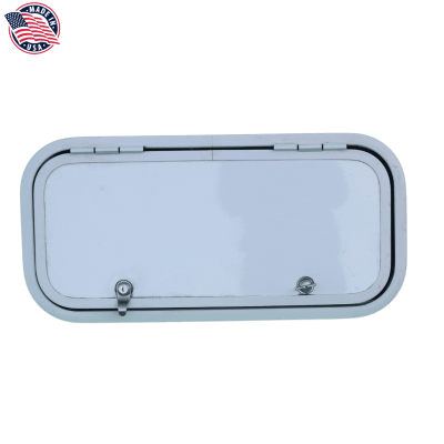 PUERTA DE BODEGA, 24X11IN, BLANCA, BORDE BLANCO, CHAPA CROMADA