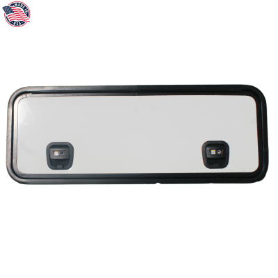 PUERTA DE BODEGA, 44X16IN, GRIS, BORDE NEGRO, CHAPA NEGRA SIN CILINDRO