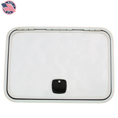 PUERTA DE BODEGA, 29X20 PULGADAS, BLANCA, BORDE BLANCO, CHAPA NEGRA