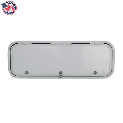 PUERTA DE BODEGA, 36X12 PULGAGAS, BLANCA, BORDE BLANCO, CHAPA CROMADA