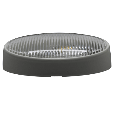 Luz Gris Ovalada Base Blanca Exterior S/Switch 