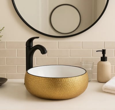 Lavamanos Circular Golden Elegance