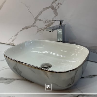 LAVAMANOS SOBRE ENCIMERA WHITE CHROME