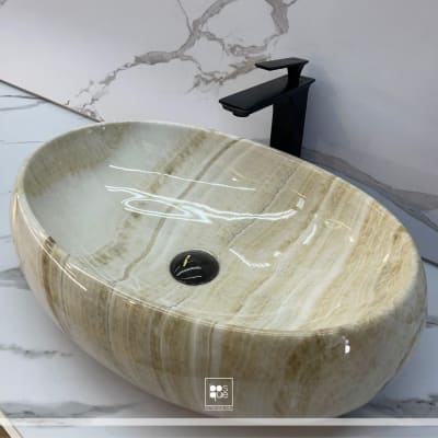 Lavamanos Oval Estilo Mármol Café XL