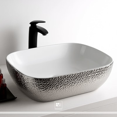 Lavamanos Semi Ovalado Mosaico Cromado1