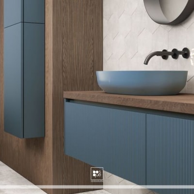 Lavamanos Semi Ovalado Rectangular Azul Mate1