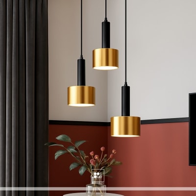 JUEGO DE LAMPARA COLGANTE MODERNO ORO Y NEGRO