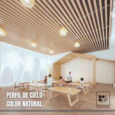 PERFIL HORIZONTAL DE CIELO PVC TIPO MADERA- NATURAL - 40X45X3000MM