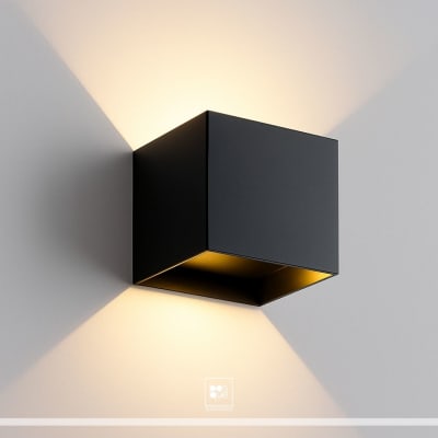 APLIQUE DE MURO EXTERIOR DE METAL NEGRO 6W - LUZ CALIDA