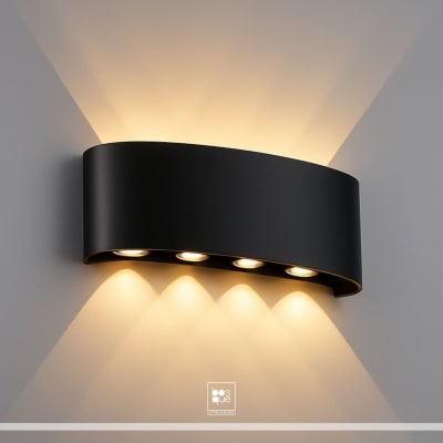 APLIQUE DE MURO EXTERIOR DE METAL NEGRO OVALADO 8W - LUZ CALIDA