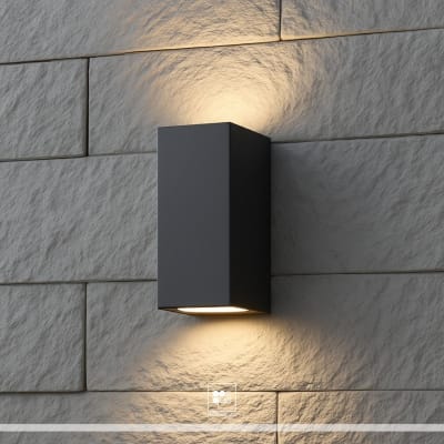 APLIQUE DE MURO EXTERIOR  DE METAL RECTANGULAR NEGRO MATE 10W1