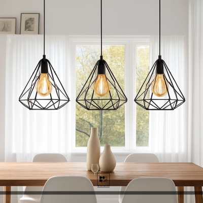 JUEGO DE LAMPARAS COLGANTE LINEAL DISEÑO DIAMANTE