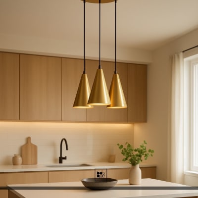 JUEGO DE LAMPARAS COLGANTE DORADO DISEÑO CAMPANA1