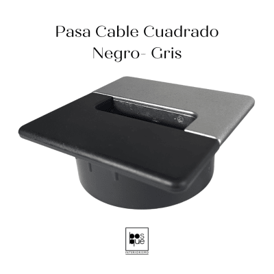 Pasa Cable Cuadrado Negro- Gris