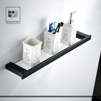 Repisa Plana Vidrio Negro Matte