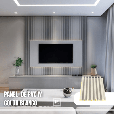 PANEL PVC TIPO MADERA - MEDIUM COLOR BLANCO